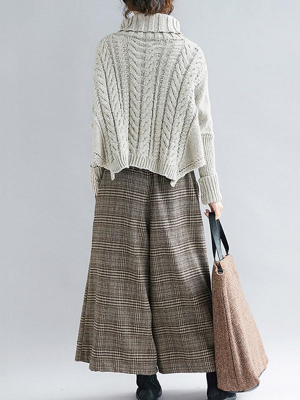 xakxx Cable- Knit High-neck Solid Loose Sweater
