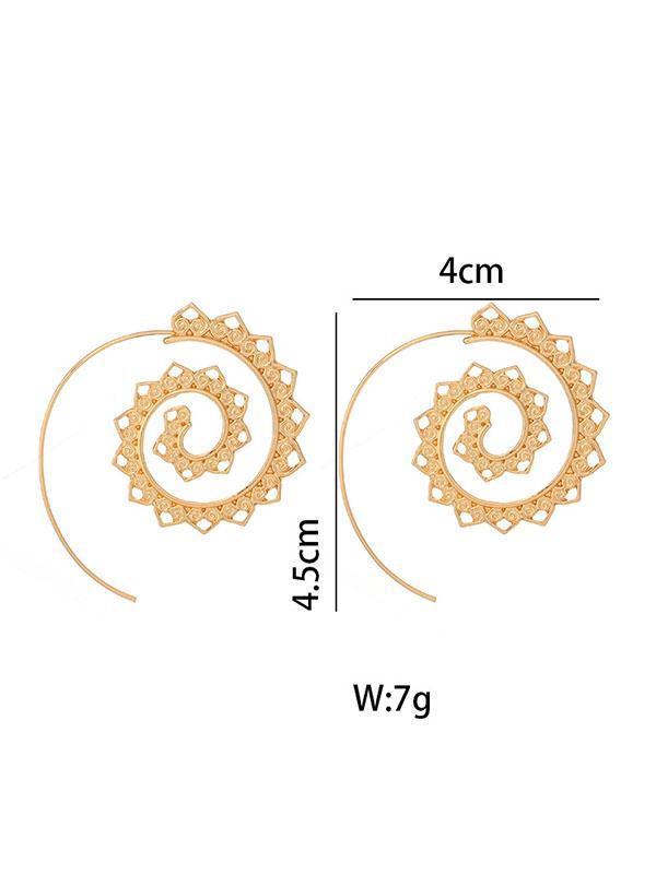 xakxx Retro Alloy Heliciform Hollow Earrings