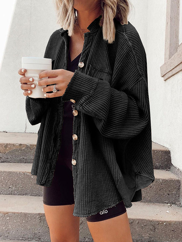 xakxx Vintage Loose Irregular Solid Color With Pockets Jackets