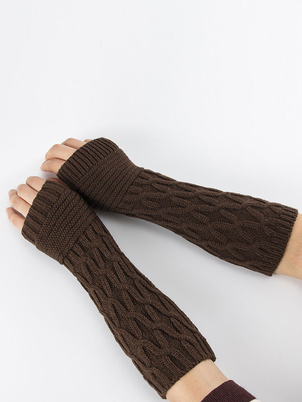 xakxx Solid Color Keep Warm Jacquard Knitted Sleevelet