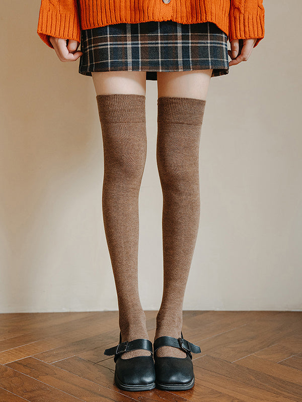xakxx Casual Skinny Leg Solid Color Stockings Accessories