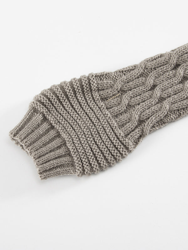 xakxx Solid Color Keep Warm Jacquard Knitted Sleevelet