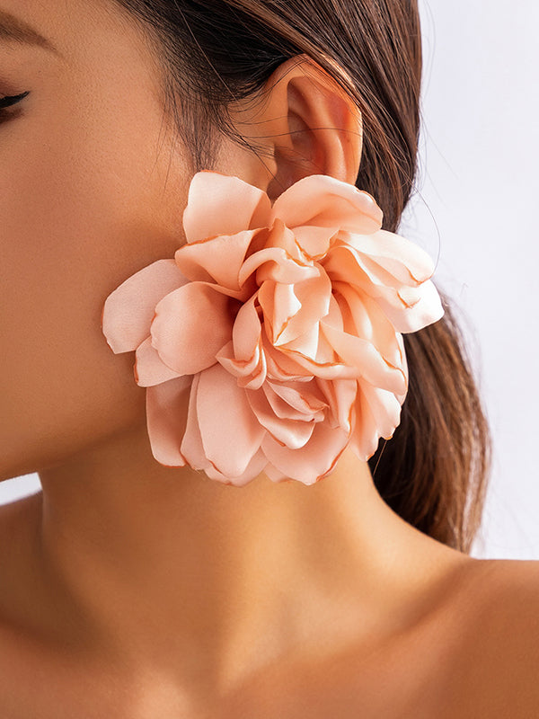 xakxx Solid Color Three-Dimensional Flower Drop Earrings