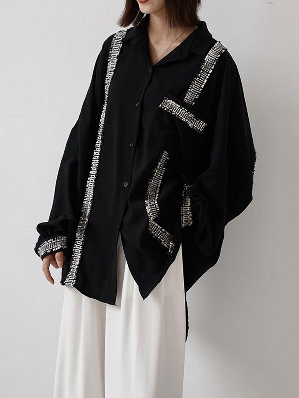 xakxx Loose Cropped Black Light Shirts Blouses