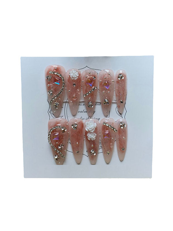xakxx Detachable Geometric Rhine Stones Press-On Nails