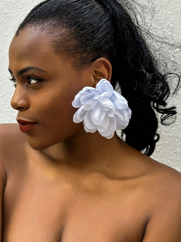 xakxx Solid Color Three-Dimensional Flower Drop Earrings