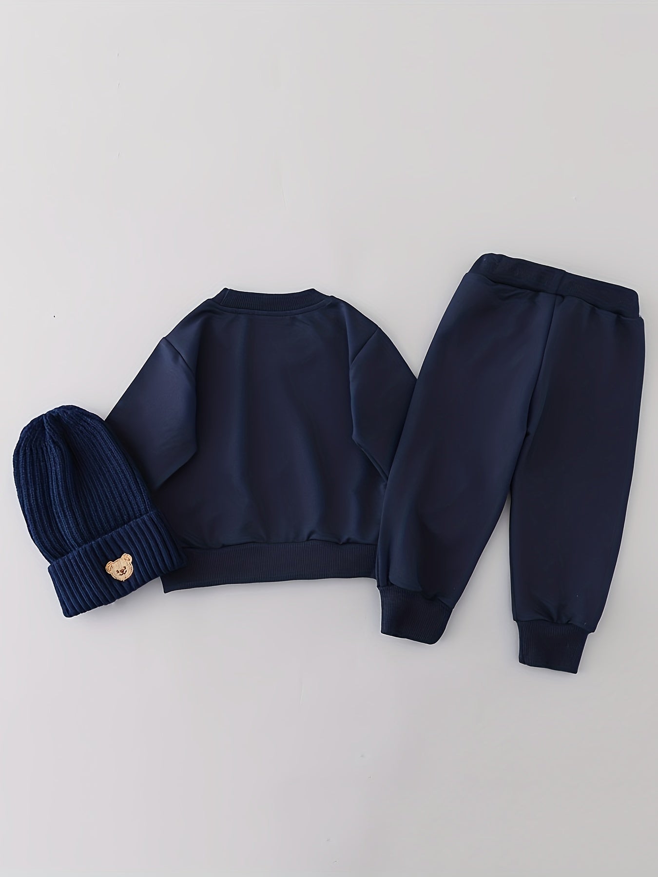 Boys Bear Embroidered Long Sleeve Sweatshirt And Joggers Set, 2-piece Casual Versatile Co Ord Set For Spring Fall