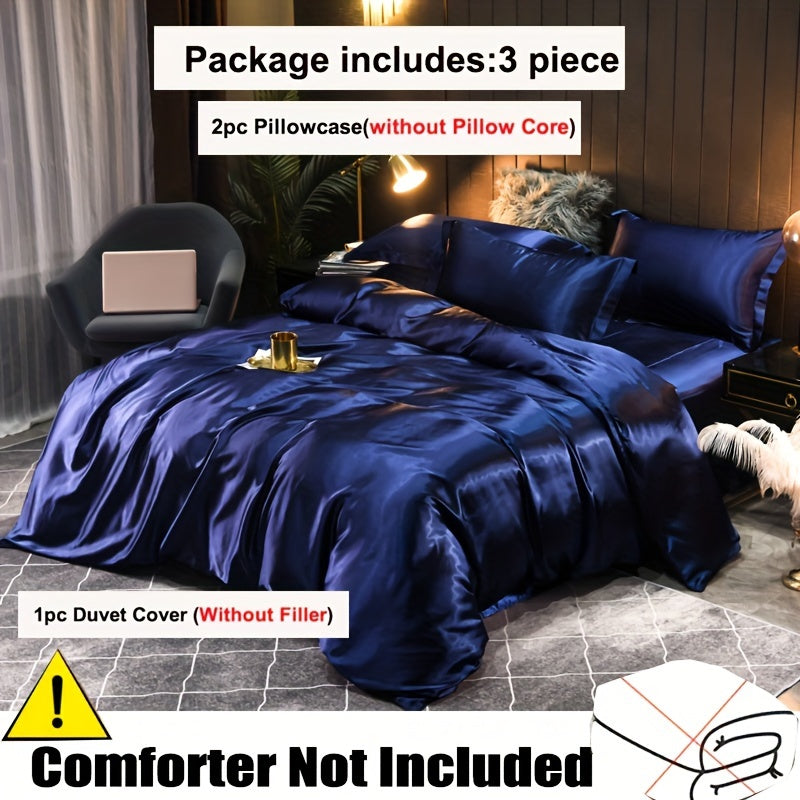 3pcs Luxury Soft Satin Duvet Cover Set - Breathable, Sweat-wicking, Skin-friendly, and Comfortable - Perfect for Bedroom and Living Room, Machine Washable, Easy Care
