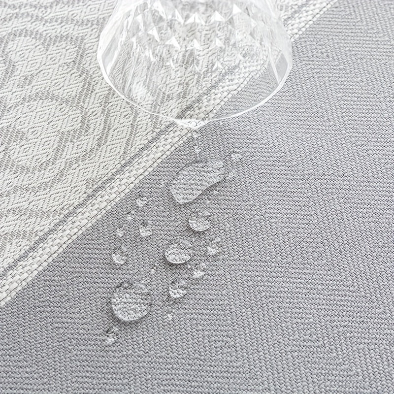 1pc, Luxurious Gray Waterproof Rectangular Table Cover - Stain-Resistant Polyester Fiber Fabric, Machine Washable, Perfect for Dining Room and Living Room Decoration, Easy Care and Maintenance