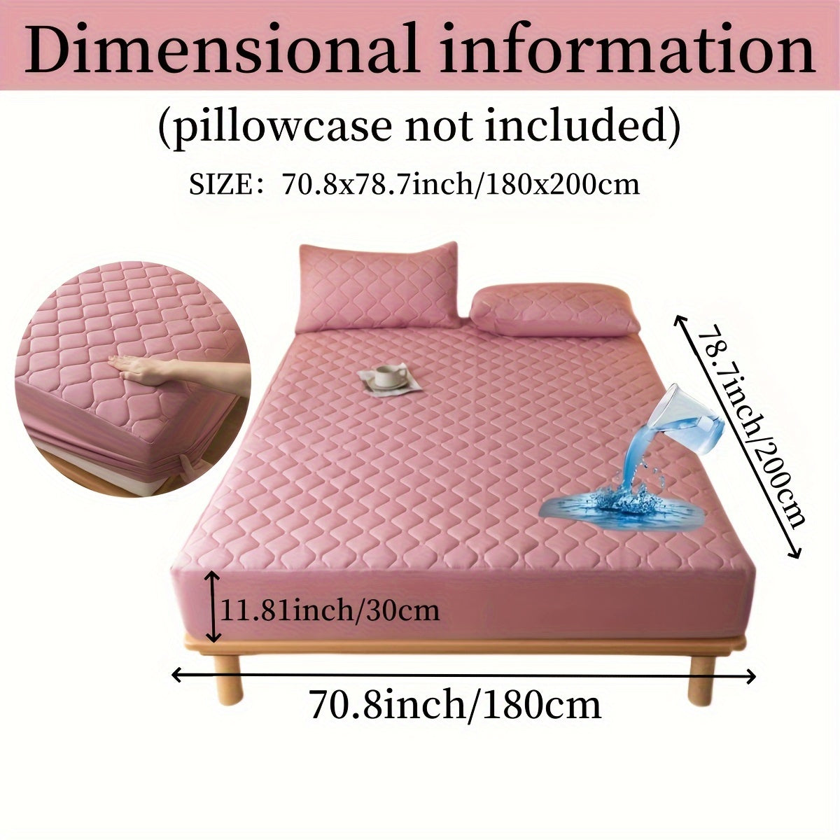 1pc Luxurious Waterproof Mattress Protector - Noiseless, Embossed, Dustproof, Thick, Breathable, Washable, Incontinence Protection - Ideal for Single, Twin, Full, Queen, King Bed Sizes, Bedroom, Guest Room, Apartment, School