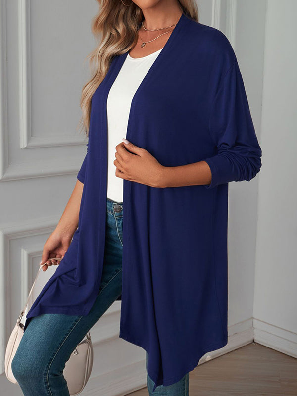 xakxx Long Sleeves Loose Solid Color Statement Collar Outerwear