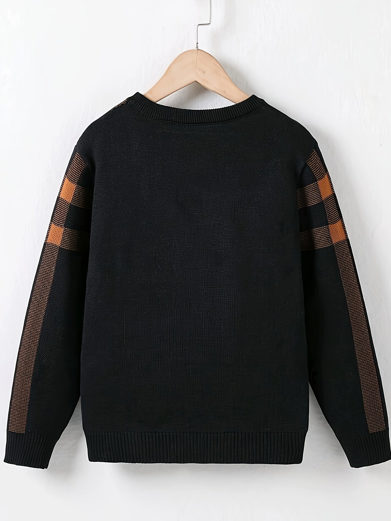 Boys Knit Pullover Sweater - Geometric Pattern, Long Sleeve, Spring/Autumn, Casual Regular Fit