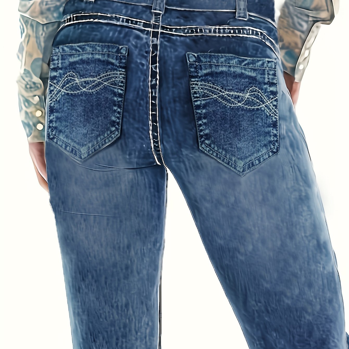 Slant Pockets Washed Bootcut Jeans, Slim Fit Stretchy Denim Pants, Women's Denim Jeans & Clothing