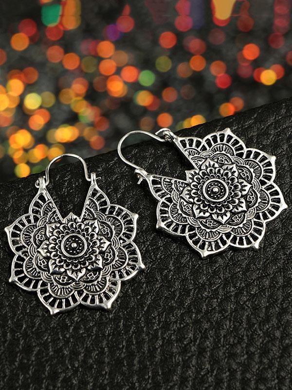 xakxx Vintage Hollow Alloy Flower Earring Accessories