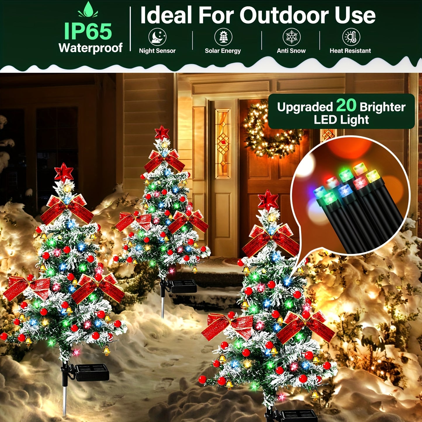 (2/4-pack Christmas Tree Cedar Solar Lights) Outdoor Christmas Tree Lighting, Courtyard Decoration, Multi-color LED Solar Stakes Suitable For Small Path Lawn Courtyard Christmas Decoration (cute Style), Ambient Lights, Courtyard Lights