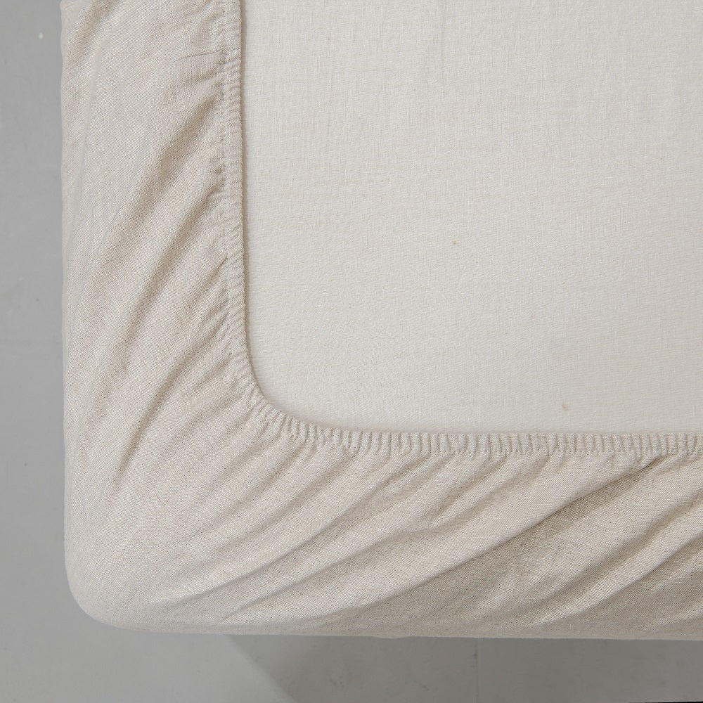 Washed French Linen Sheet Set (1 Flat Sheet, 1 Fitted Sheet & 1or2 Pillowcases) , 16" Deep Pocket, Breathable,Ultra Soft and Durable, All Season Comfortable, Machine Wash.
