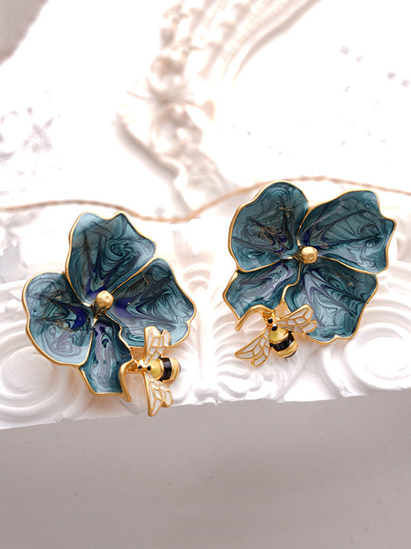xakxx Bee Shape Flower Shape Earrings Accessories