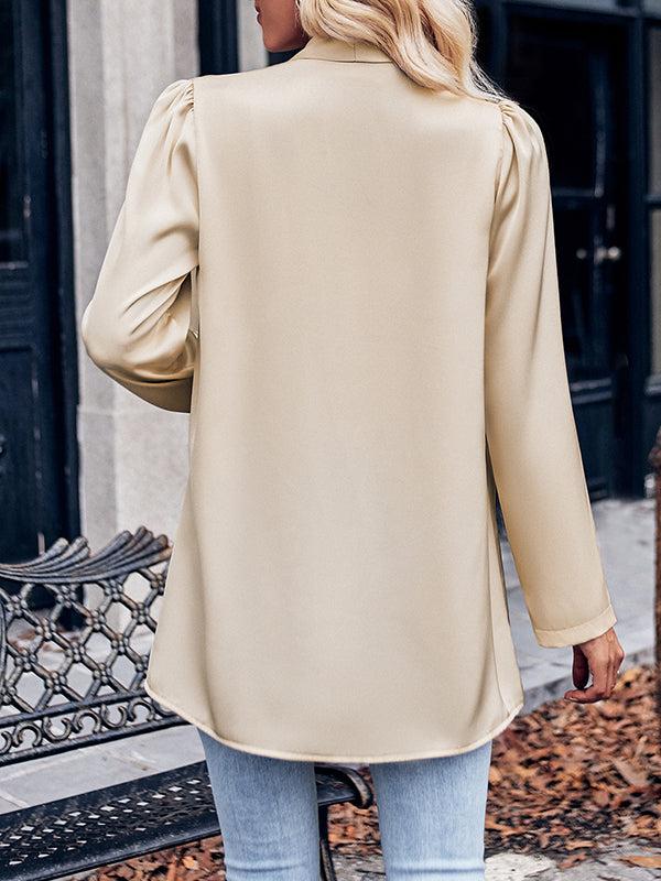 xakxx Long Sleeves Loose Solid Color Collarless Outerwear