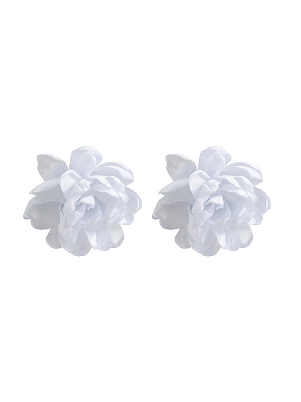 xakxx Solid Color Three-Dimensional Flower Drop Earrings