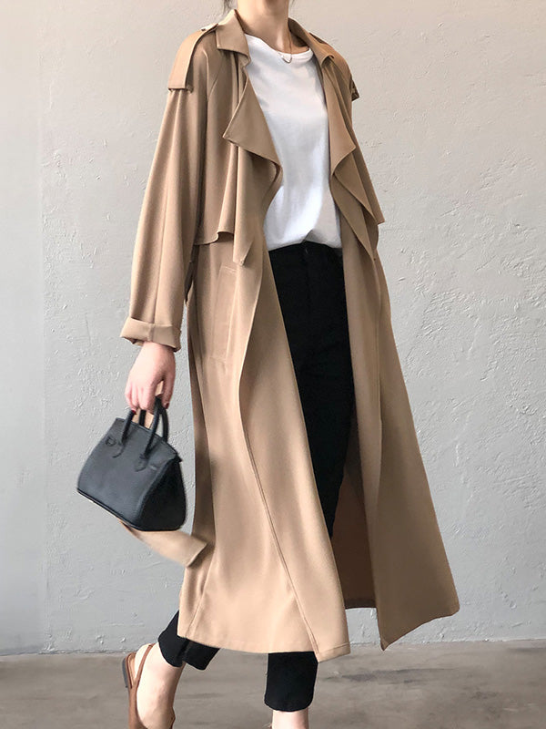 xakxx Khaki&Black Vintage Notched Collar Thin Trench Coat
