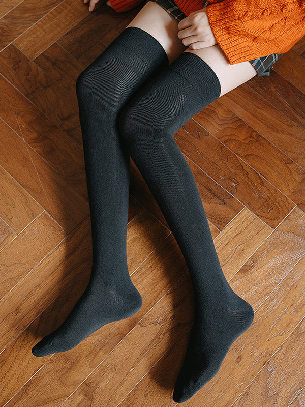 xakxx Casual Skinny Leg Solid Color Stockings Accessories