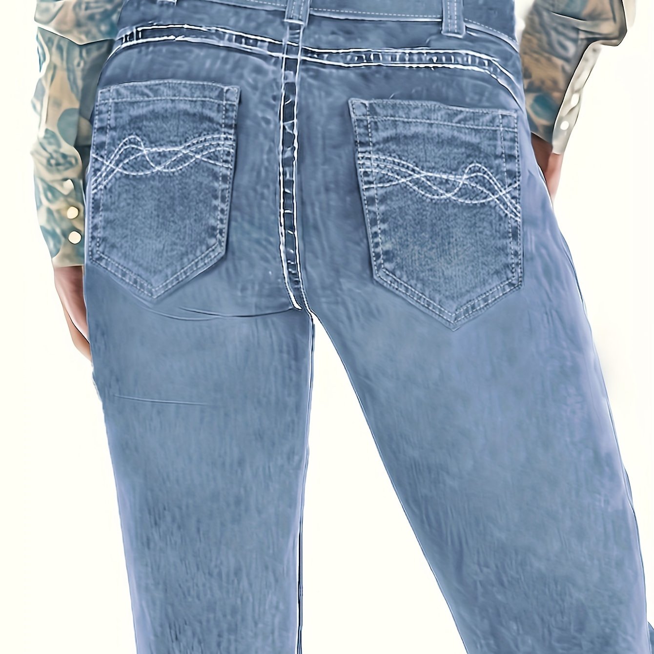 Slant Pockets Washed Bootcut Jeans, Slim Fit Stretchy Denim Pants, Women's Denim Jeans & Clothing