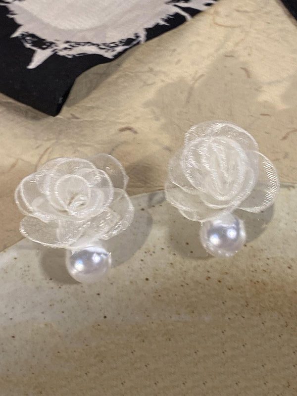 xakxx Flower Shape Gauze Earrings Accessories