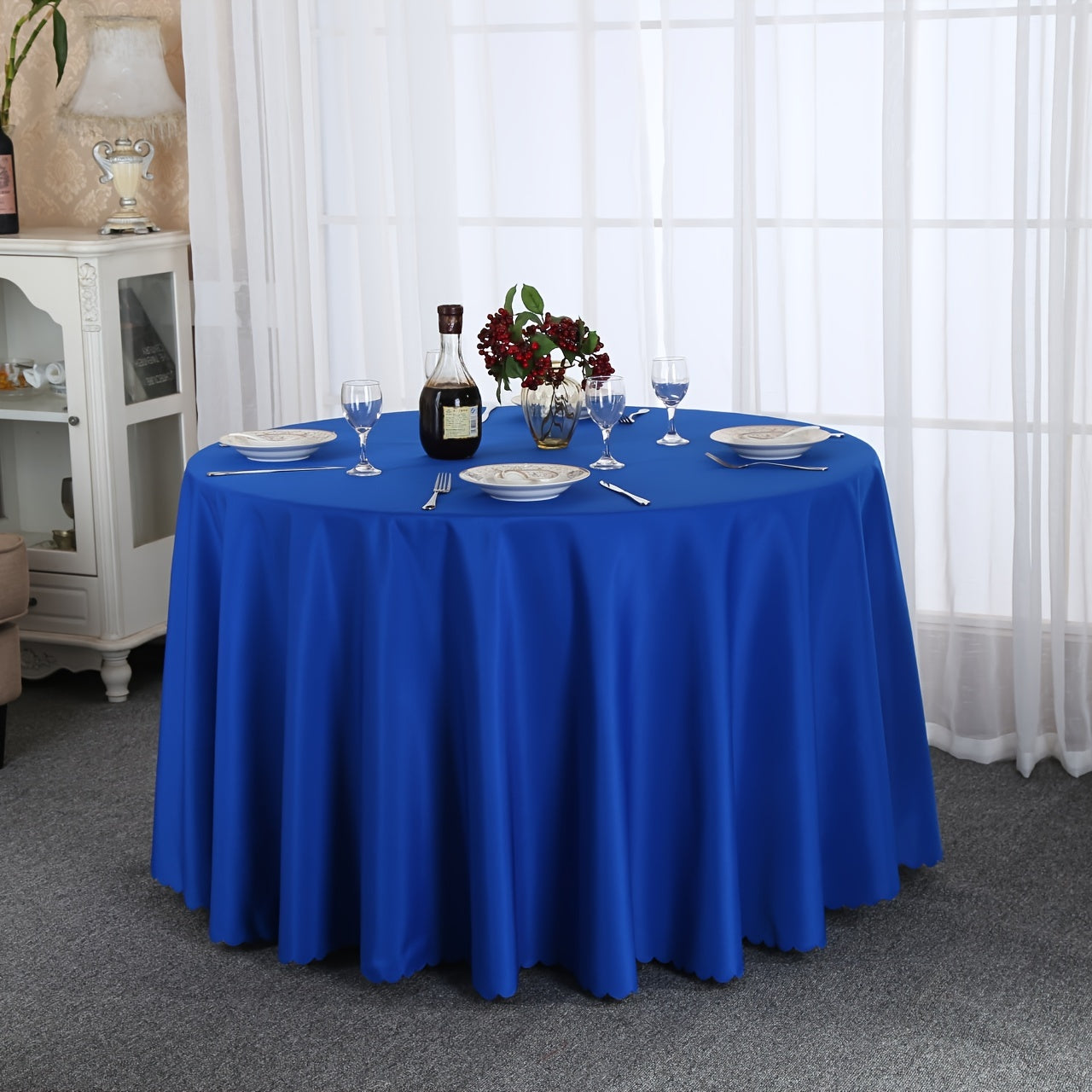 1pc Waterproof Polyester Tablecloth - Solid Color, Rectangle Design - Durable, Stain-Resistant, Perfect for Picnics, Holidays, Weddings - Home, Room & Wedding Decor - Easy Care, Attractive Style - Versatile Usage, Ideal Gift