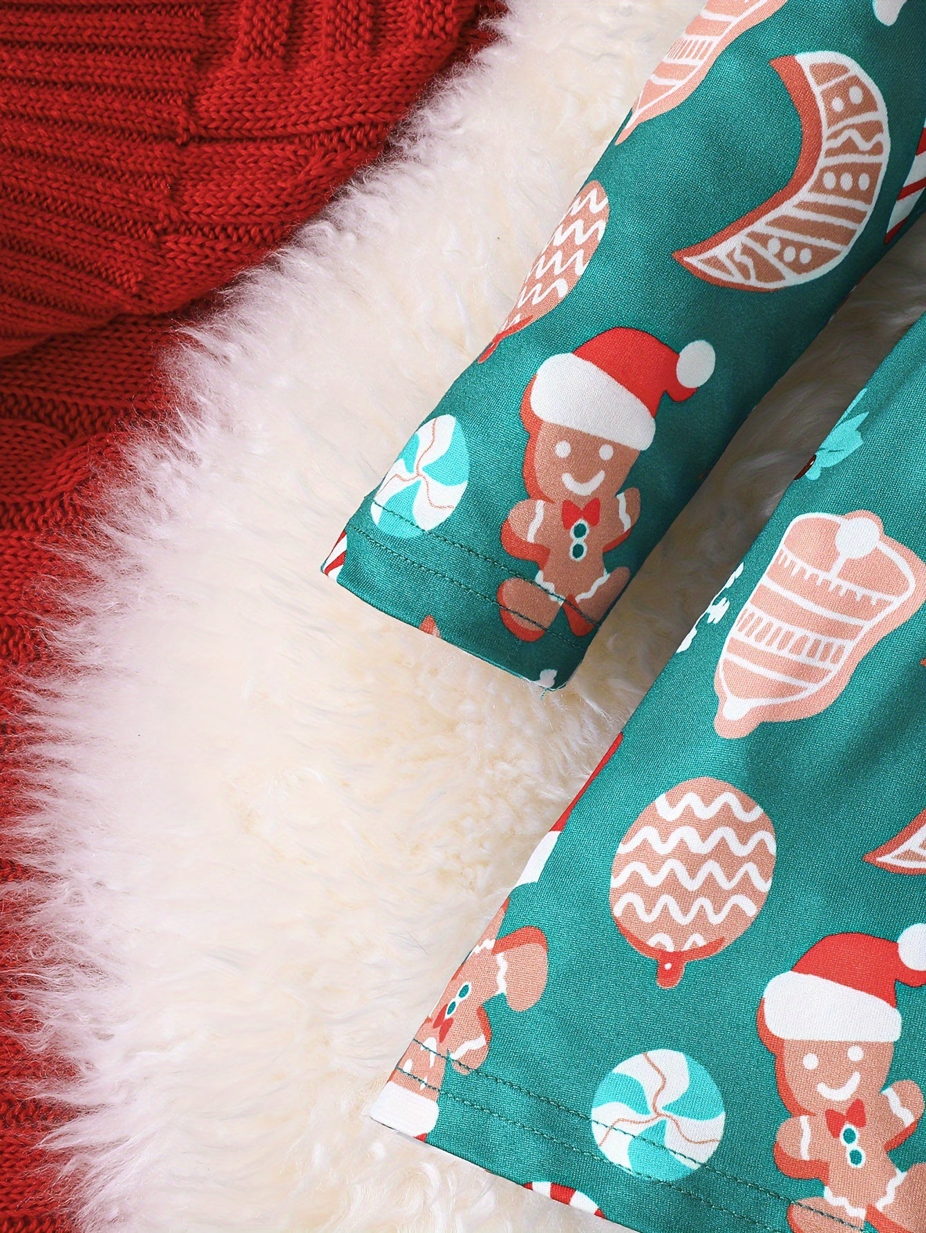 Adorable Girls' Christmas Dress with Festive Print & Matching Solid Color Headband - Long Sleeve, Round Neck, Machine Washable - Perfect for Holiday Outfits, Christmas Elements, Girls' Clothing