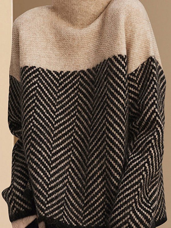 xakxx Casual Loose High-Neck Sweater Tops