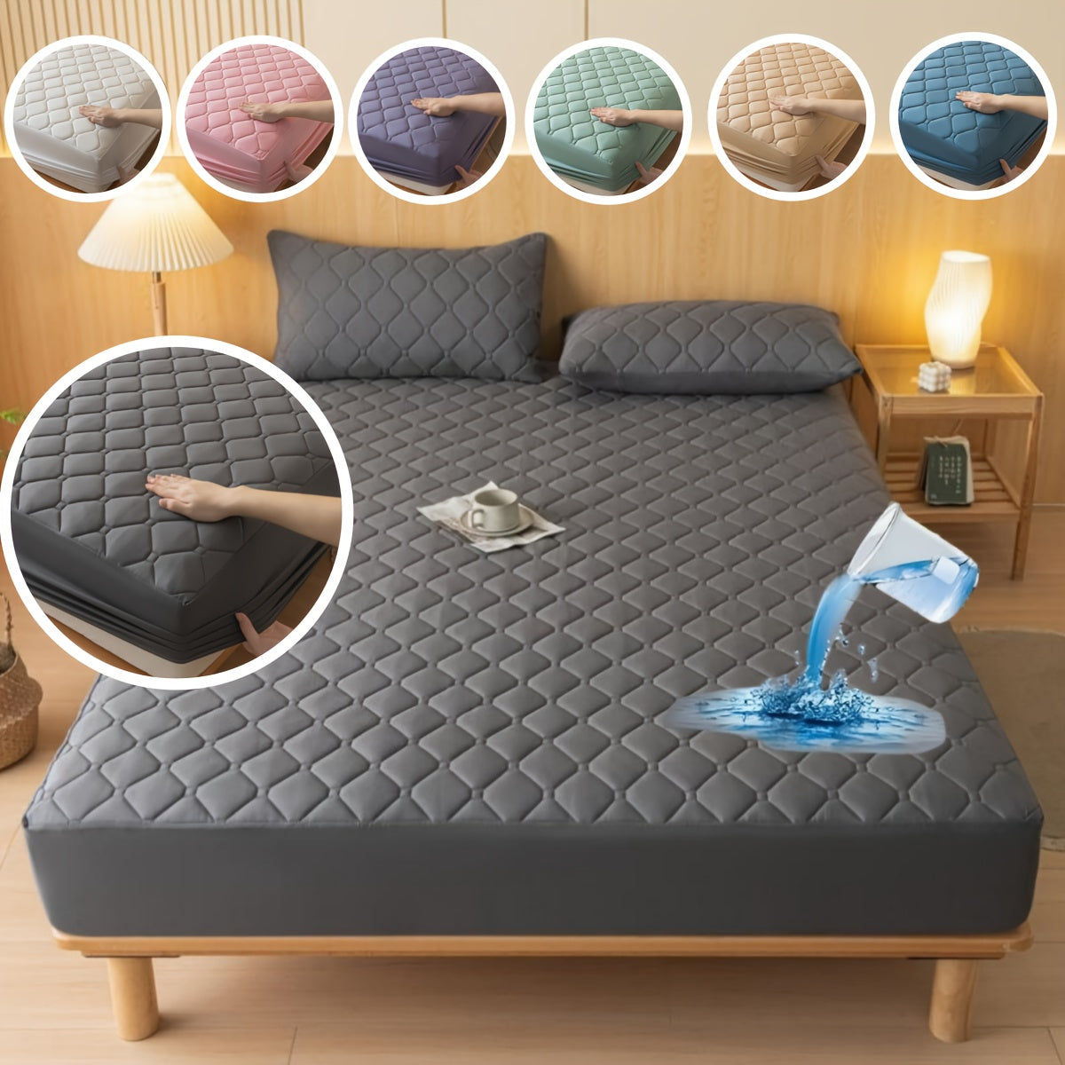1pc Luxurious Waterproof Mattress Protector - Noiseless, Embossed, Dustproof, Thick, Breathable, Washable, Incontinence Protection - Ideal for Single, Twin, Full, Queen, King Bed Sizes, Bedroom, Guest Room, Apartment, School