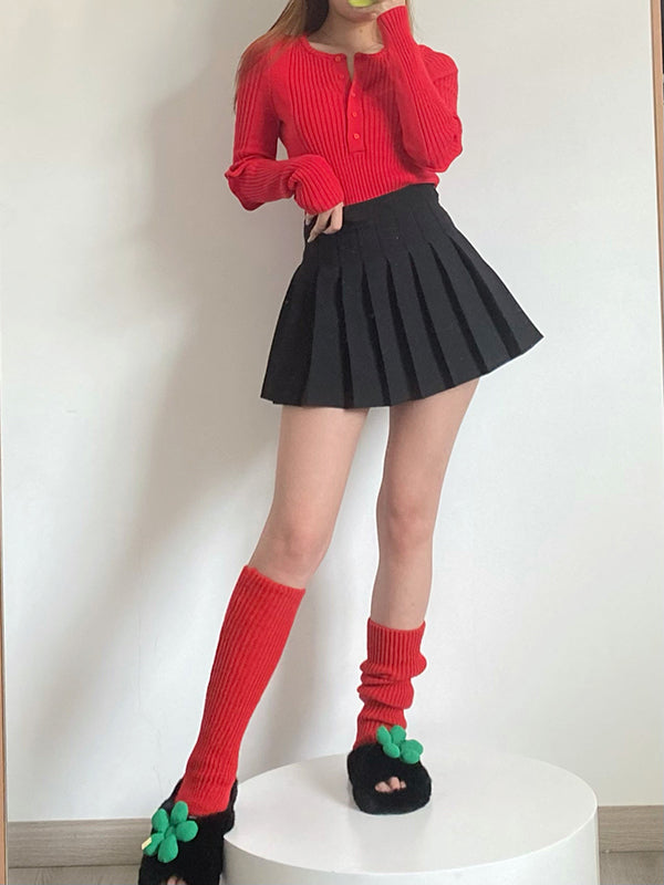 xakxx Casual Solid Color Leg Warmers Accessories