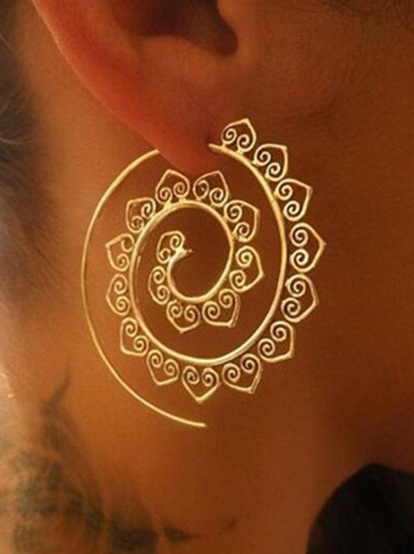 xakxx Retro Alloy Heliciform Hollow Earrings