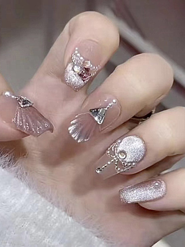 xakxx Detachable Gradient Rhine Stones Press-On Nails