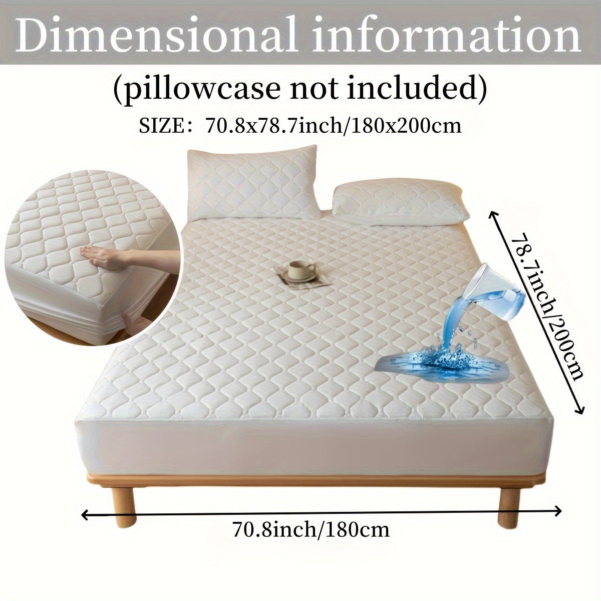 1pc Luxurious Waterproof Mattress Protector - Noiseless, Embossed, Dustproof, Thick, Breathable, Washable, Incontinence Protection - Ideal for Single, Twin, Full, Queen, King Bed Sizes, Bedroom, Guest Room, Apartment, School