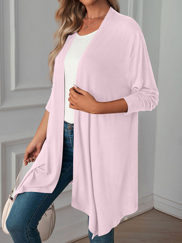 xakxx Long Sleeves Loose Solid Color Statement Collar Outerwear