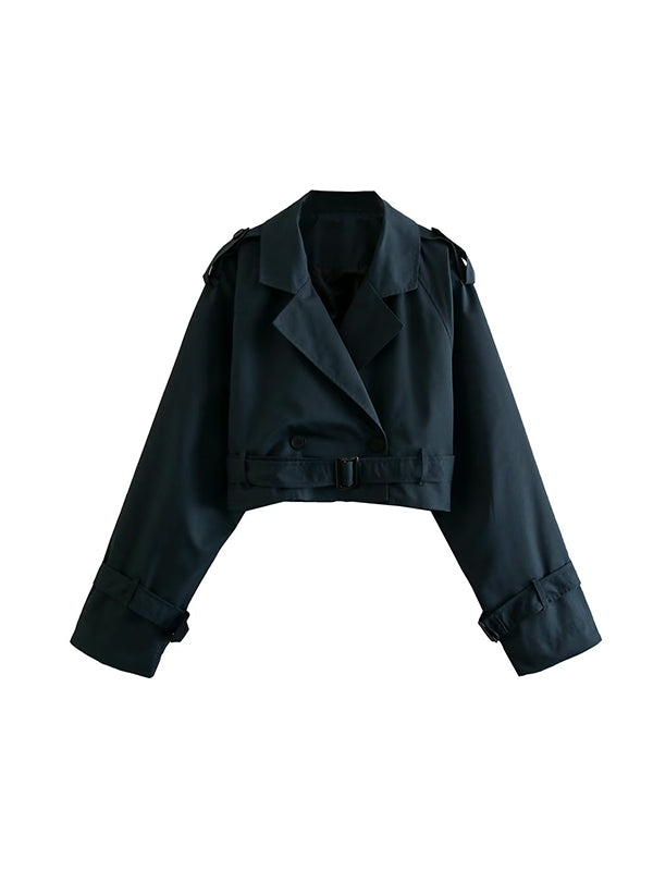 xakxx Long Sleeves Loose Split-Joint Lapel Jackets