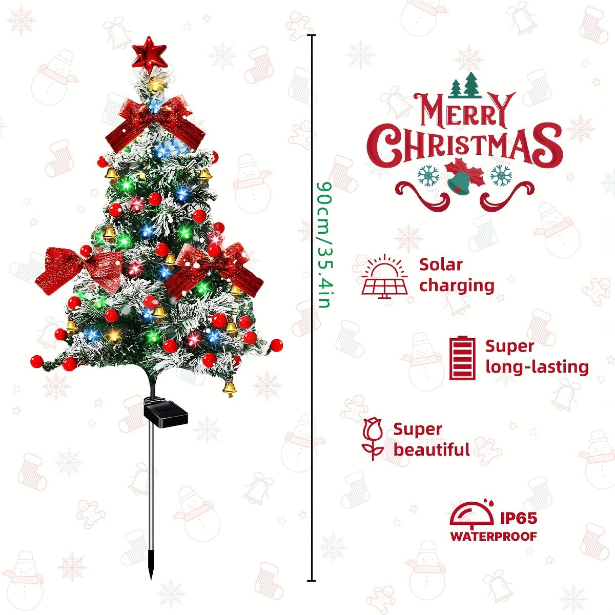 (2/4-pack Christmas Tree Cedar Solar Lights) Outdoor Christmas Tree Lighting, Courtyard Decoration, Multi-color LED Solar Stakes Suitable For Small Path Lawn Courtyard Christmas Decoration (cute Style), Ambient Lights, Courtyard Lights