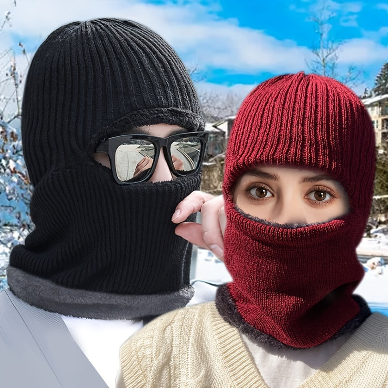 1pc Hat Scarf All-in-one Men's Winter Hooded Scarf Lei Feng Hat Plus Velvet Thickened Warm Windproof Mask Cycling Cold Protection