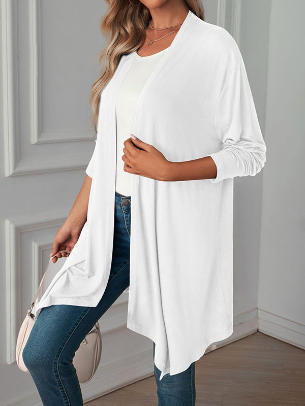 xakxx Long Sleeves Loose Solid Color Statement Collar Outerwear