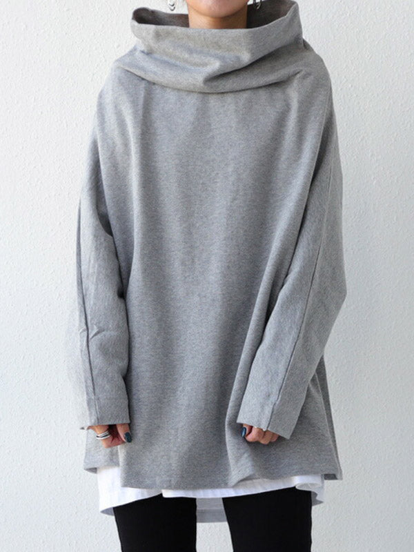 xakxx Urban Black&Gray High-Neck Long Sleeve Oversize T-Shirt