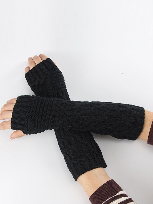 xakxx Solid Color Keep Warm Jacquard Knitted Sleevelet