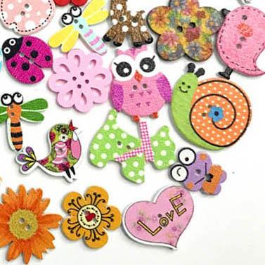 xakxx Colorful Cartoon Animal Pattern Buttons