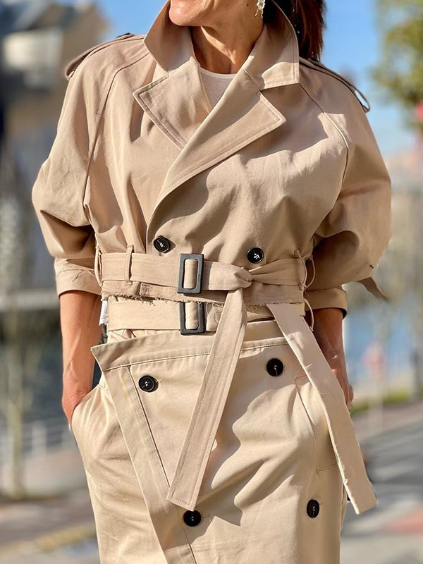 xakxx Long Sleeves Loose Split-Joint Lapel Jackets