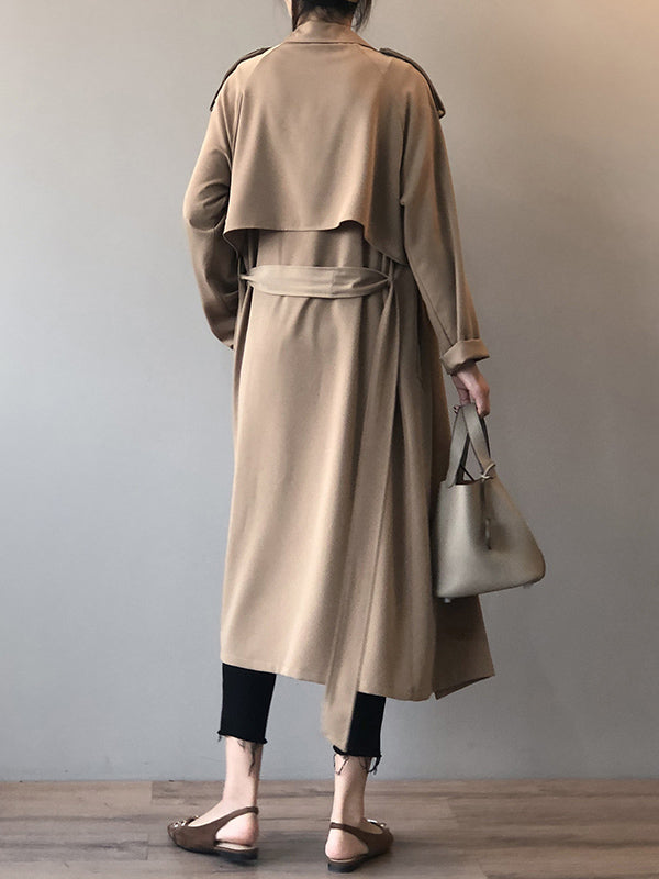 xakxx Khaki&Black Vintage Notched Collar Thin Trench Coat