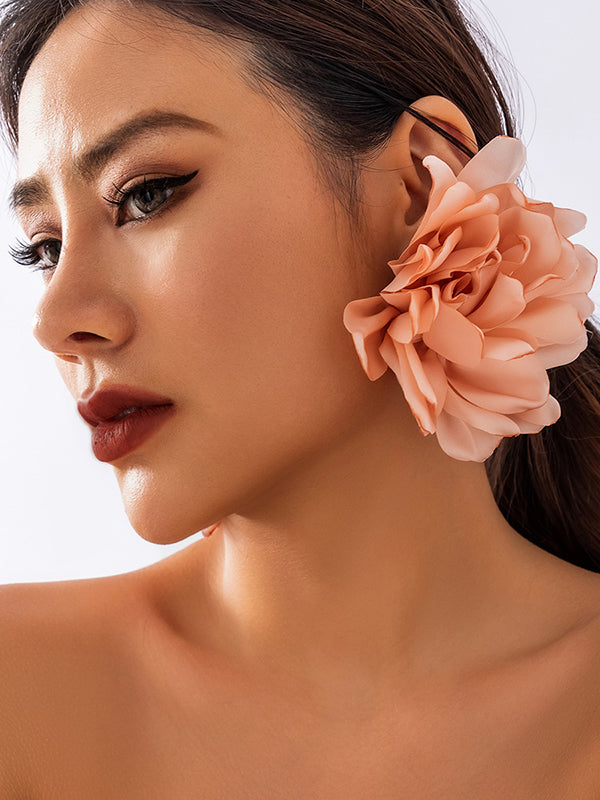 xakxx Solid Color Three-Dimensional Flower Drop Earrings