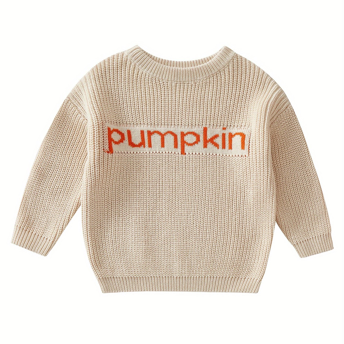 Toddler Baby Girls Boys Halloween Sweater, Letter Print Long-Sleeved Round Neck Pullover Knitwear