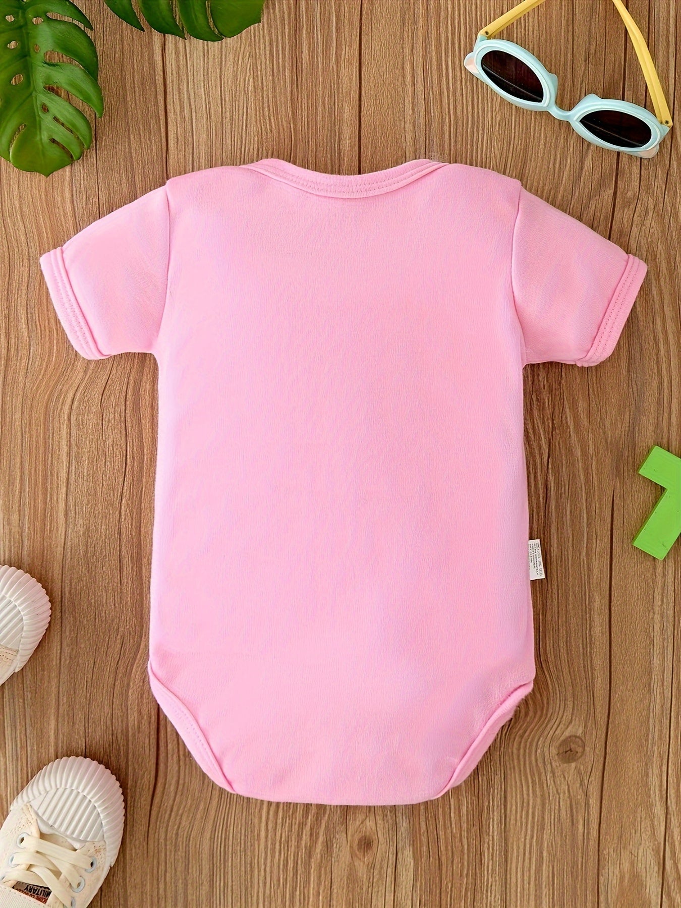 Baby's "My 1st Christmas" Cow Print Short Sleeve Triangle Bodysuit, Toddler & Infant Girl's Comfy Outdoor Clothes