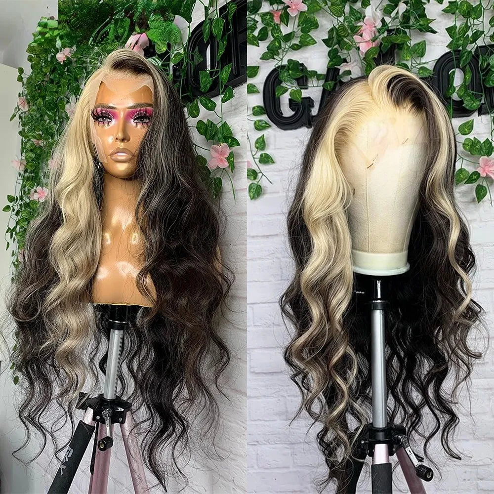 Blonde Highlight Lace Front Wigs For Women Body Wave Brazilian Remy Human Hair Wig HD Transparent Lace Frontal Wig Pre Plucked