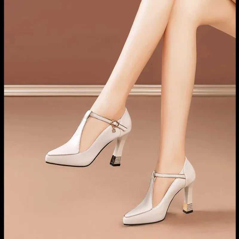 95Sexy Midheel Pointy Party Summer Fashion Dress Elegant Shoes for Skinny Heel High Women 240620